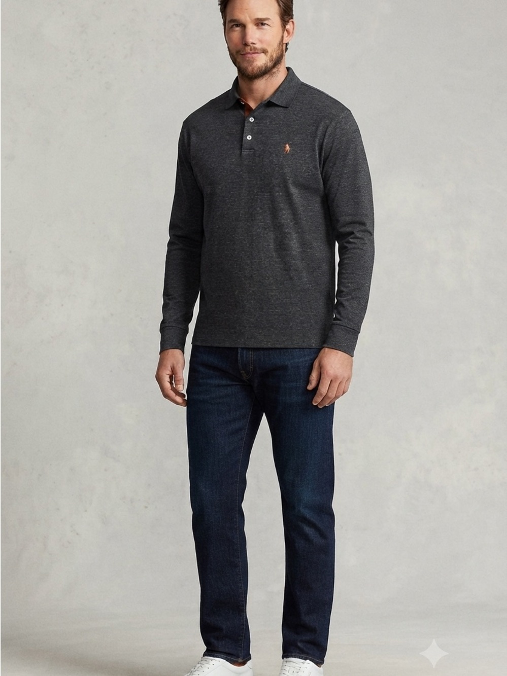 Polo by Ralph Lauren Men's Prina Long-Sleeve Polo - Charcoal